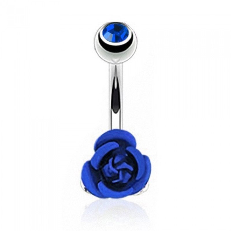 Stainless Steel Flower Rose Piercing Belly Button Ring Barbell Body Jewelry Women Dancing Body Chains Plug M8694