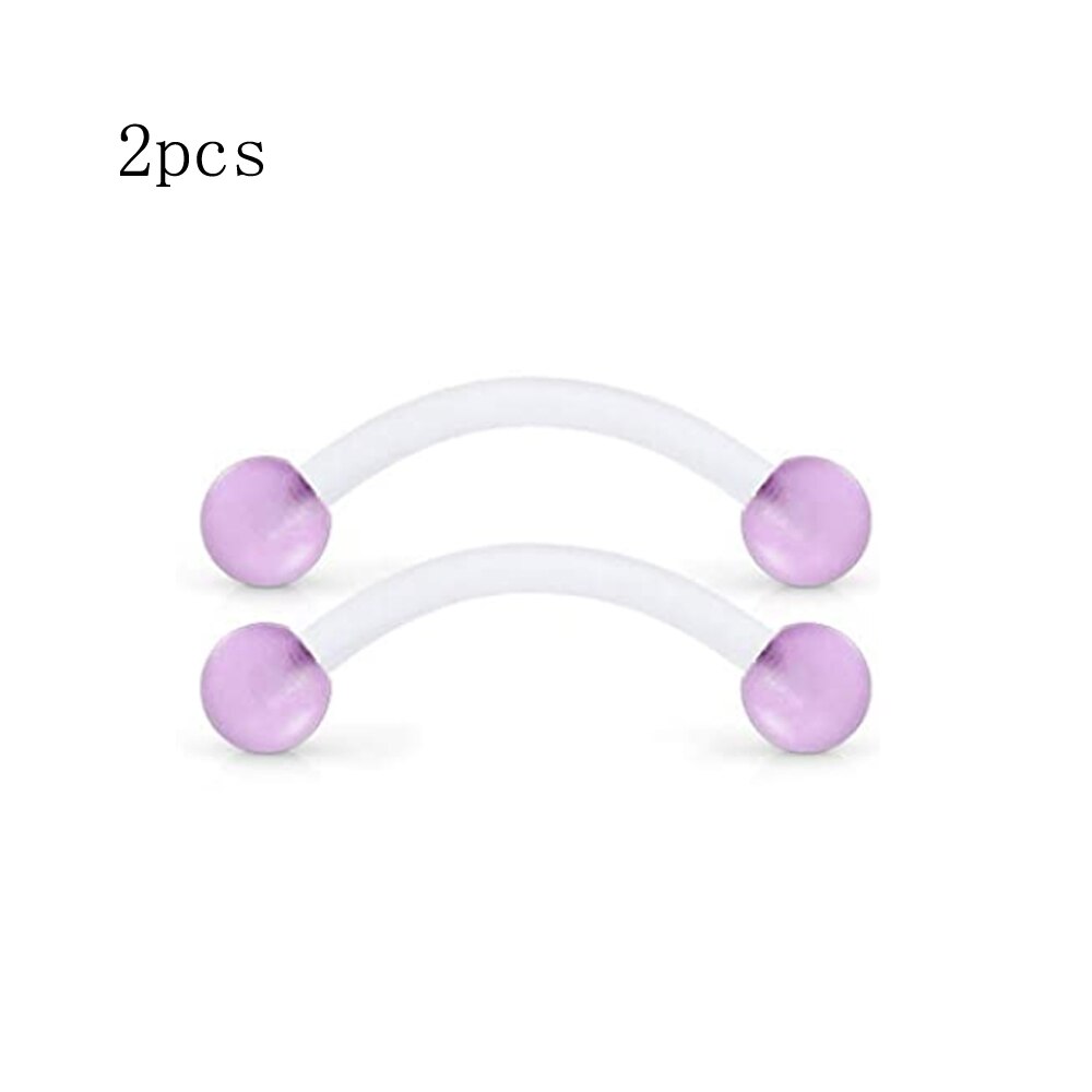 Clear Kraakbeen Earring Piercing Vazallen Flexibele Acryl Helix Hoop Neus Lip Stud Wenkbrauw Tragus Septum Hoefijzer Ring Paars