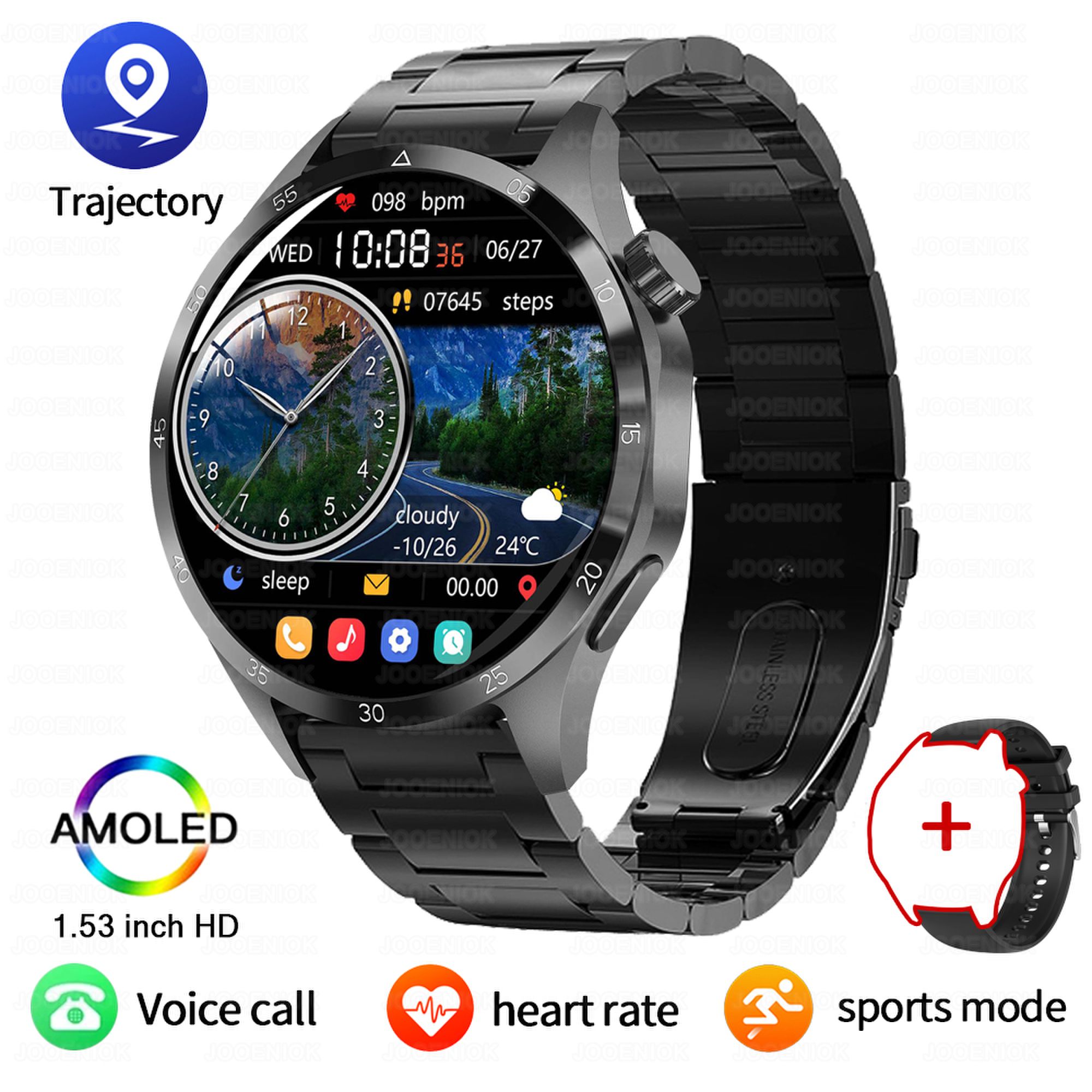 Orologio intelligente militare da uomo regalo display AMOLED messaggio push cardiofrequenzimetro salute sport all'aria aperta impermeabile chiamata BT Smartwatch: green
