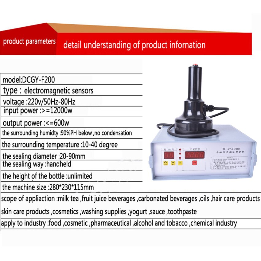 DCGY-F200 Portable induction sealing machine aluminum foil capper Honey Packaging Equipment (20mm-90mm)