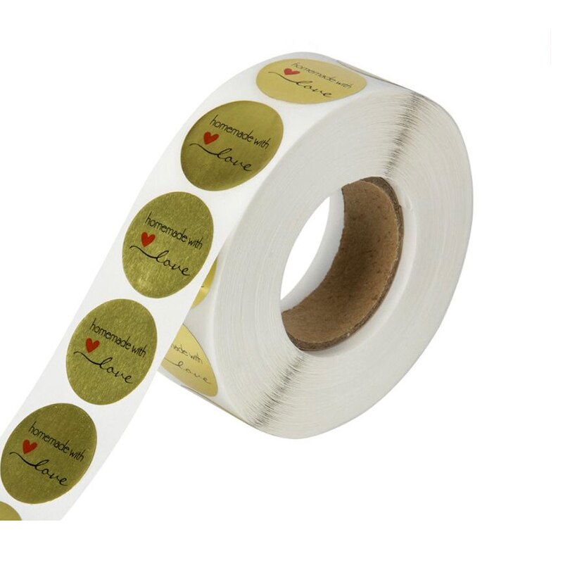 500 Stickers 2.5cm Small Gold Foil Thank You Stickers Heart Shape Adhesive Business Labels Decorative Sealing Labels