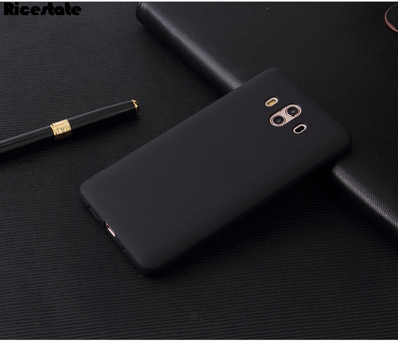 Huawei Mate 10 serie Mate 10 Pro / Mate 10 Lite Custodia opaca in tinta unita per Huawei Mate10 Cover posteriore Proteggi la pelle Custodia in silicone: Della tela di canapa / Black