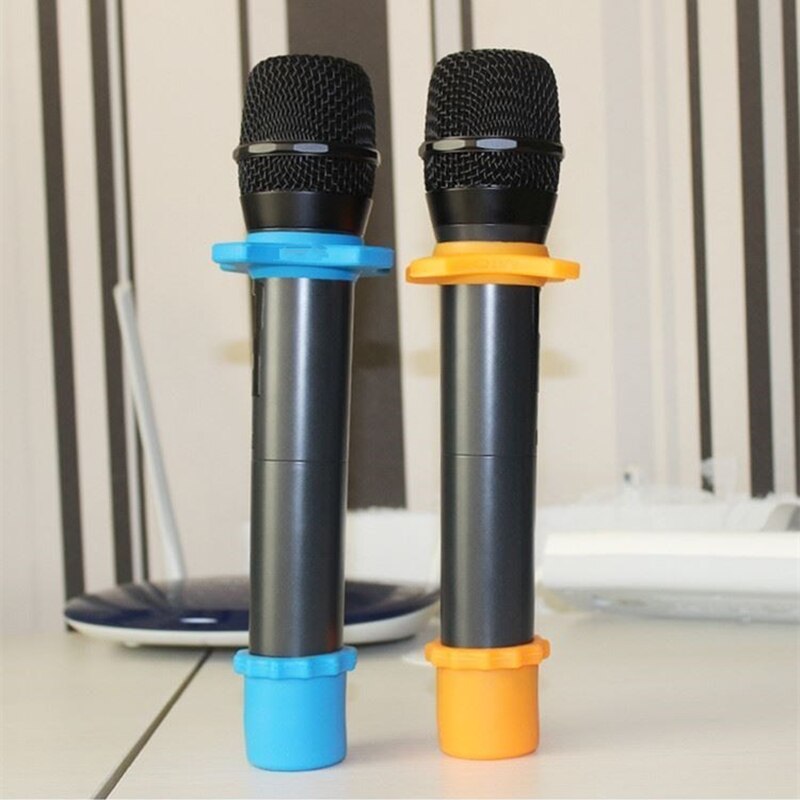 1 sæt silikone mikrofon skridsikker rulle ring håndholdt mikrofon tilbehør mikrofon beskyttelse til karaoke mikrofon