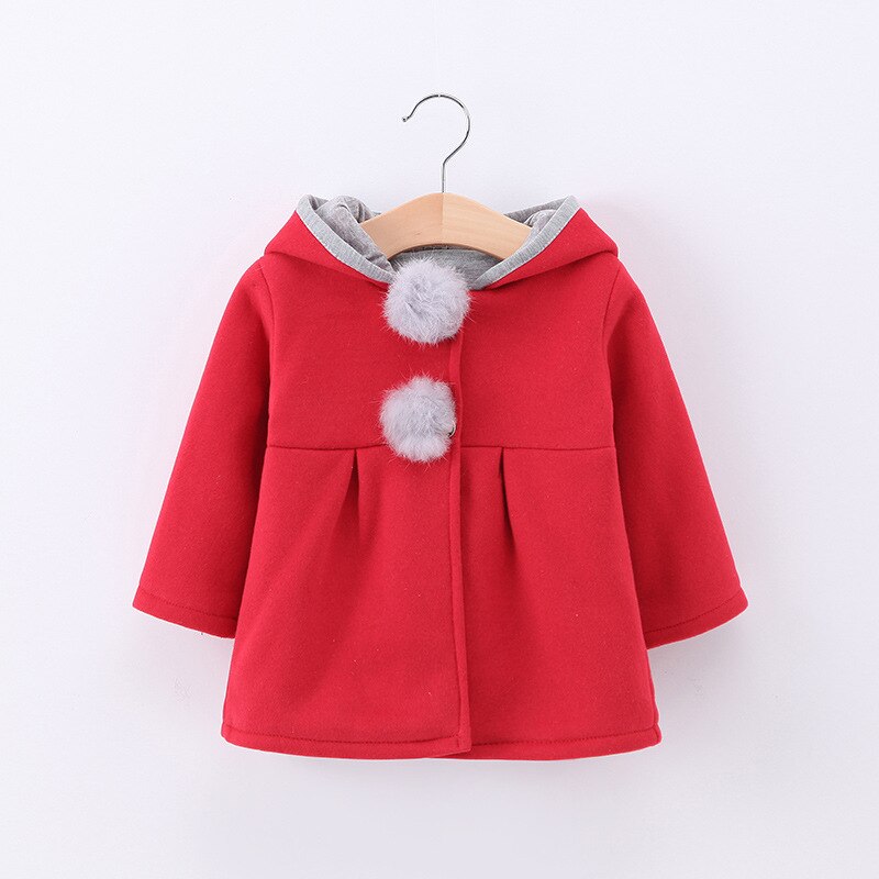 Children Outerwear Baby Girls Coat Long Sleeve 3d Rabbit Ears Casual Hoodies Winter Autumn Kids Clothes Clothing: red / 3T 100CM