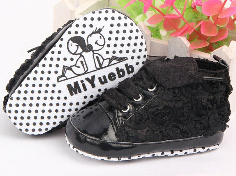 0-18M Baby Girl PU Leather Shoes Non-slip Lace Floral Embroidered Soft Shoes Prewalker Walking Toddler Kids Shoes