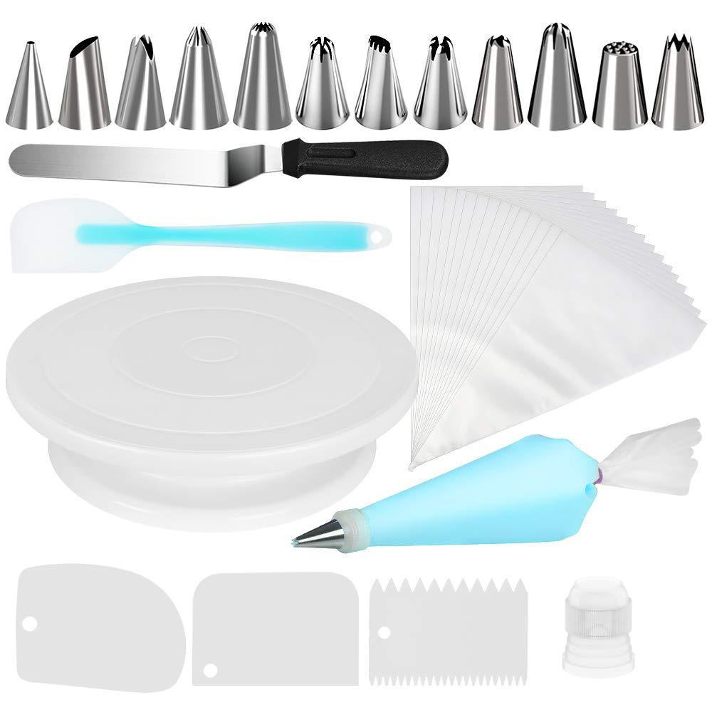 34 PCS Fruit Cake Decorating Tips Cake Turntable Pastry Nozzles Converter Confectionery Bag Baking Tools For Cakes