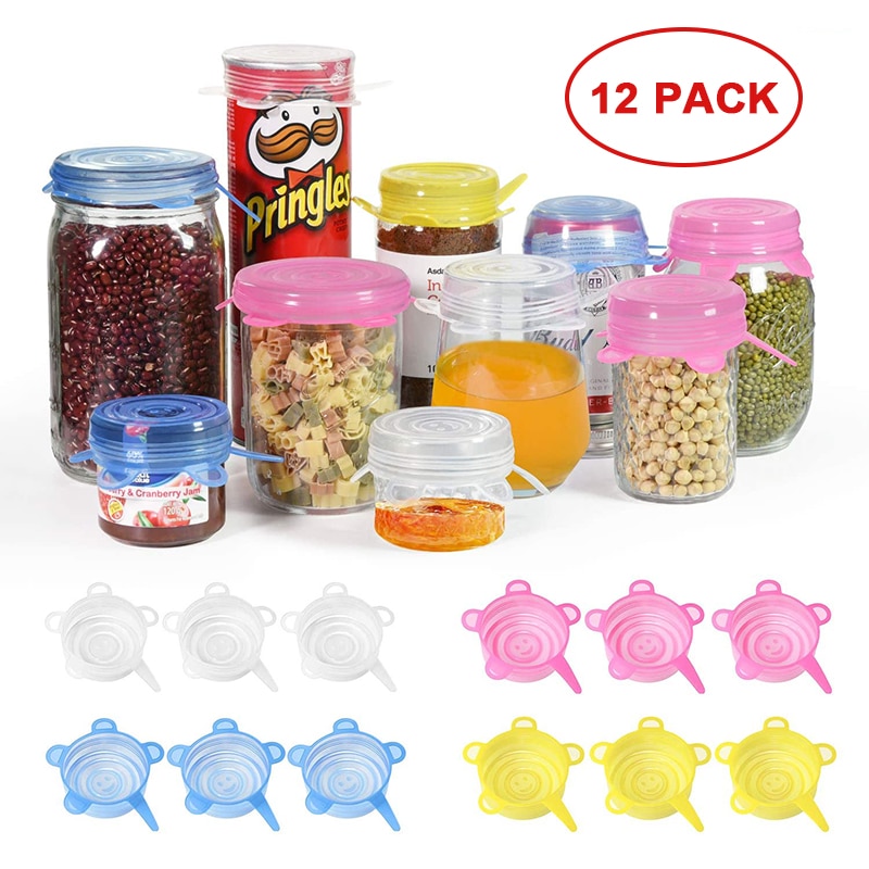 12 Pack extra Dicke Silikon Dichtung Deckel dauerhaft strecken Konserven Gläser Deckel Wiederverwendbare Tassen Glas deckel Mason Gläser Vakuum Abdeckung wickeln