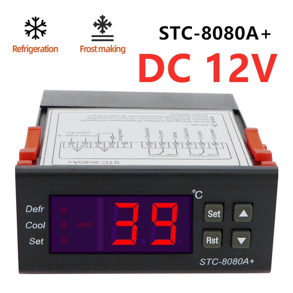 STC-8080A+ Digital Temperature Controller 12V 24V 220V Automatic Timing Defrost Intelligent Thermostat Alarm Function 40%off: 12V