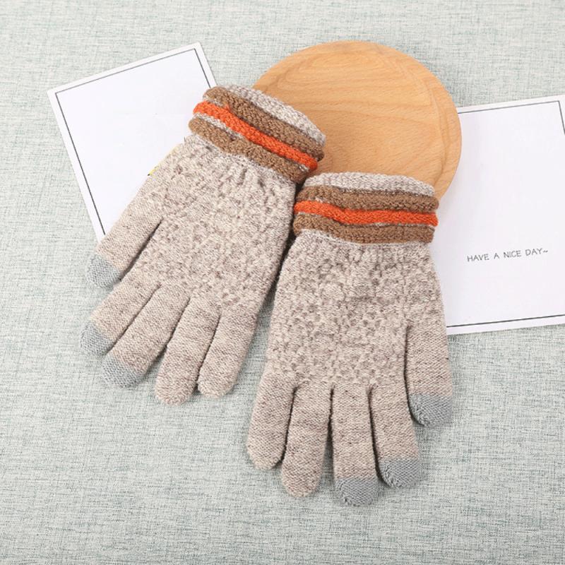 Guantes de punto cálidos para invierno, manoplas antideslizantes de lana gruesa para exteriores, mitones de dedo completo: 05