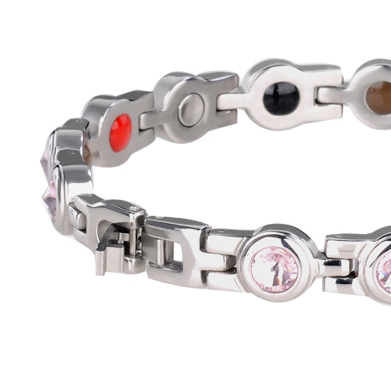 Bracelet magnétique de santé d'énergie d'acier inoxydable de petite grenouille avec le bracelets pour femme d'amitié de strass d'aimant