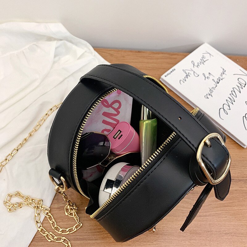 Sacos de beleza europeus 2019 nova moda corrente senhoras pequeno saco redondo portátil diagonal sacos para as mulheres