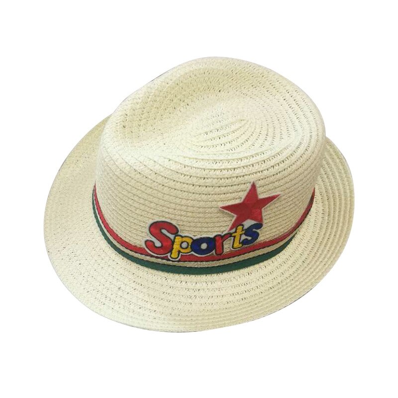 Chapeau de paille d&#39;été pour garçons, Jazz, casquettes de soleil pour enfants, Bonnet pour enfants: white