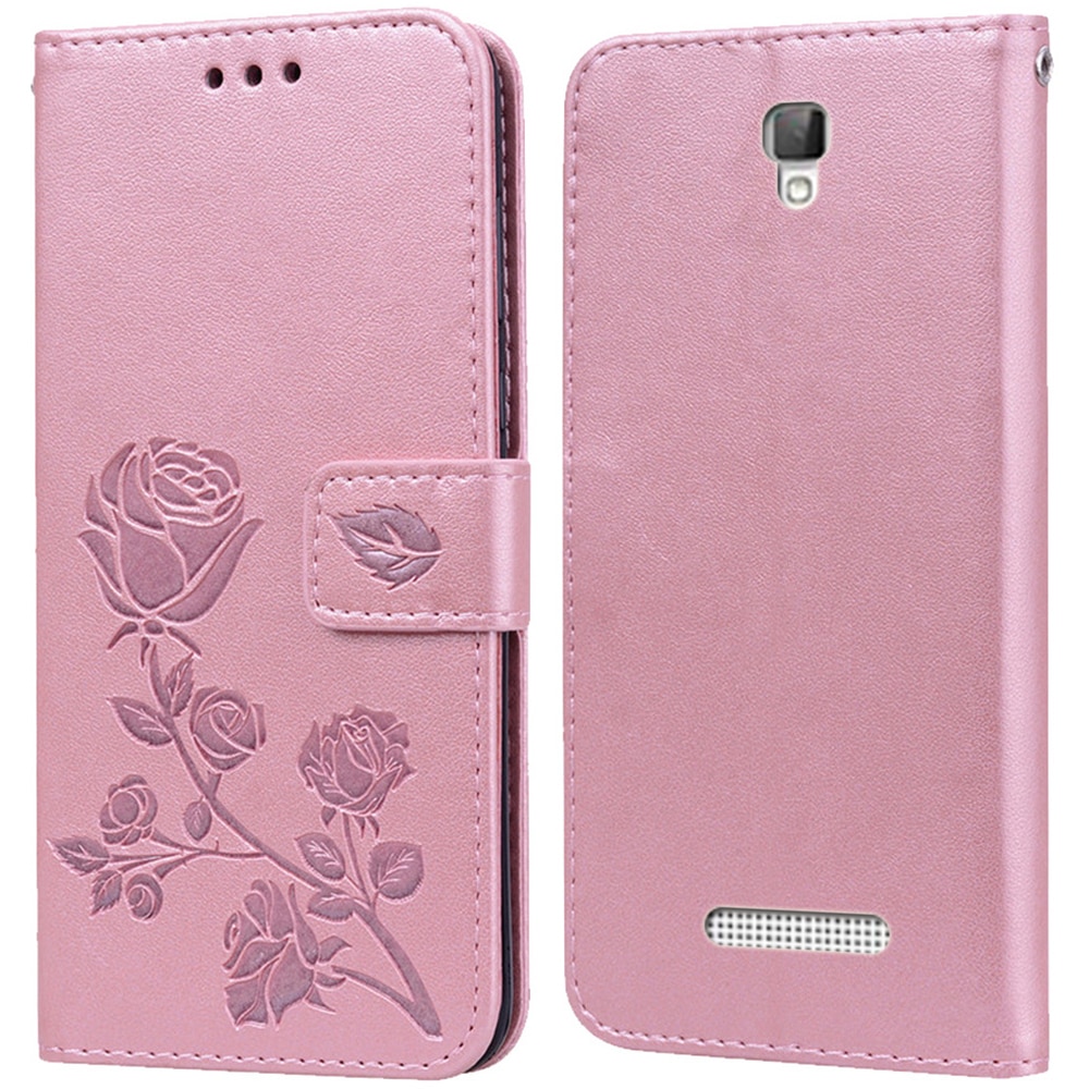 Luxo couro flip book caso para zte lâmina l5/l5 mais rosa flor carteira suporte caso capa de telefone saco