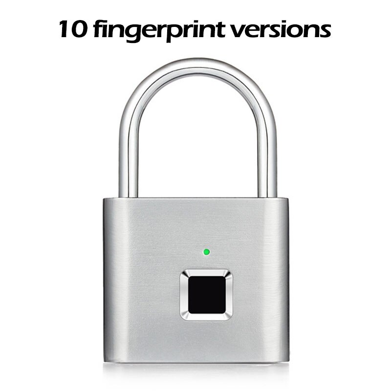 smart hengelås elektronisk fingeravtrykkslås nøkkelfri usb oppladbar dørlås hurtigopplåsynge sinklegering metall selvutviklende brikke: Sølv