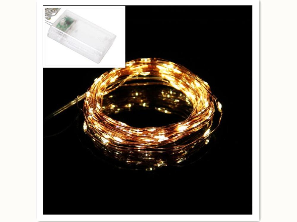 2/3/5 m led-snoeren koperdraad kerst bruiloft feest huisdecoratie led-striplamp lichtslingers aa op batterijen: Warm wit 03- aa / 2m