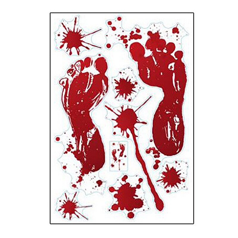 Halloween Bloody Sticker Horror Footprint Decals Blood Handprint Bat Terror Palm Poster Blooding Festival Glass Decor: A2