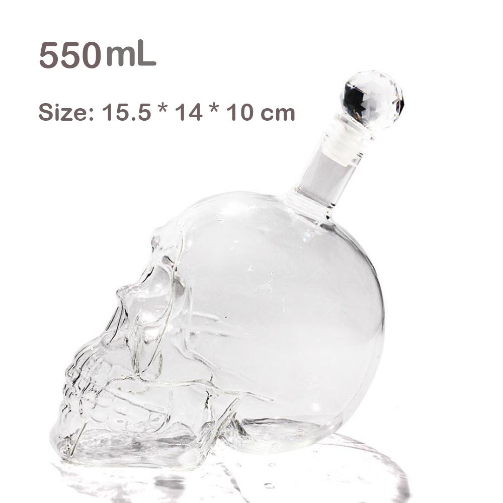 125ML 350ML 550ML 1000ML Vodka Bottle Skull Bottles Gothic Wine Vodka Decanter Glass Flagon Bar Supplies Glass Set: 1PCS 550ml