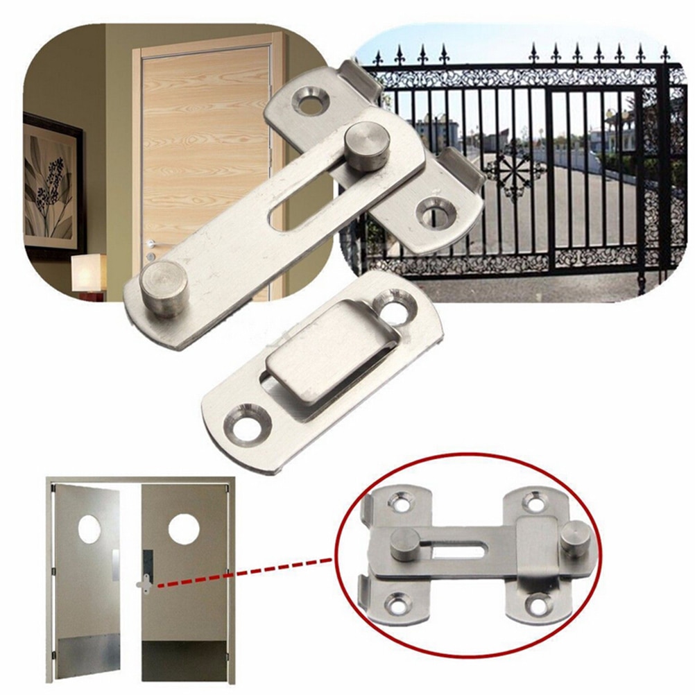 1 Setpractical Hardware + 4 Stuks Schroef Voor Home Safety Gate Roestvrij Stalen Deur Bolt Klink Slide Lock