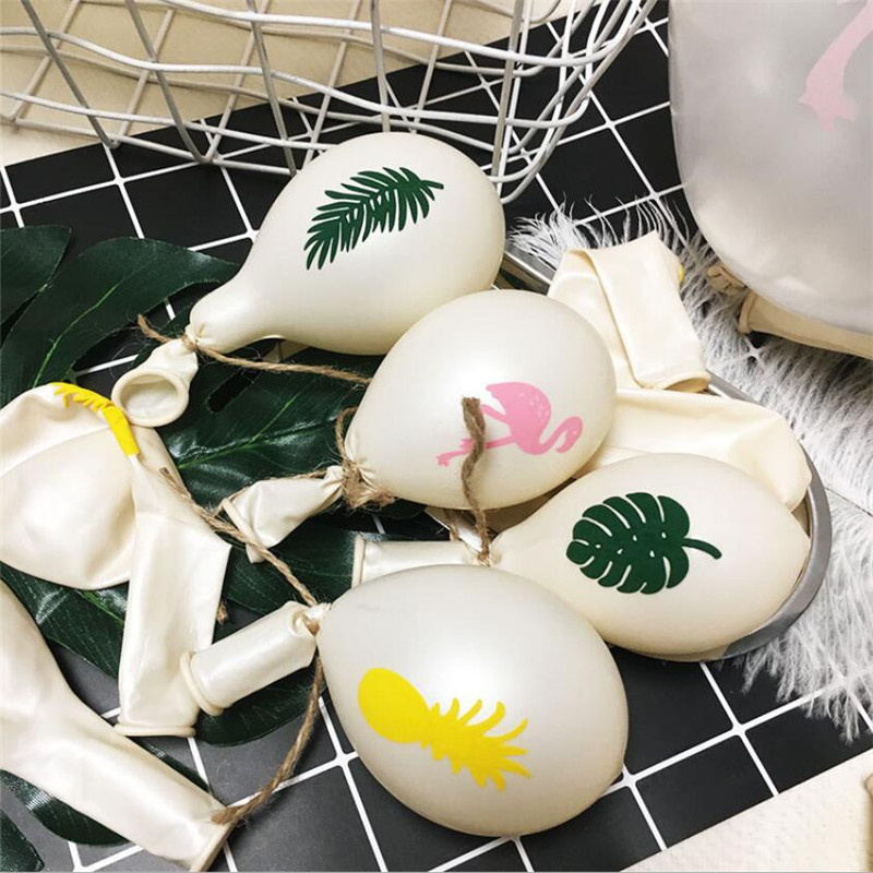 Ballons en Latex de feuilles de palmier 10 pièces | Décoration de Ballon flamant rose, ananas Tropical, Cactus, fête d'anniversaire, plage, été