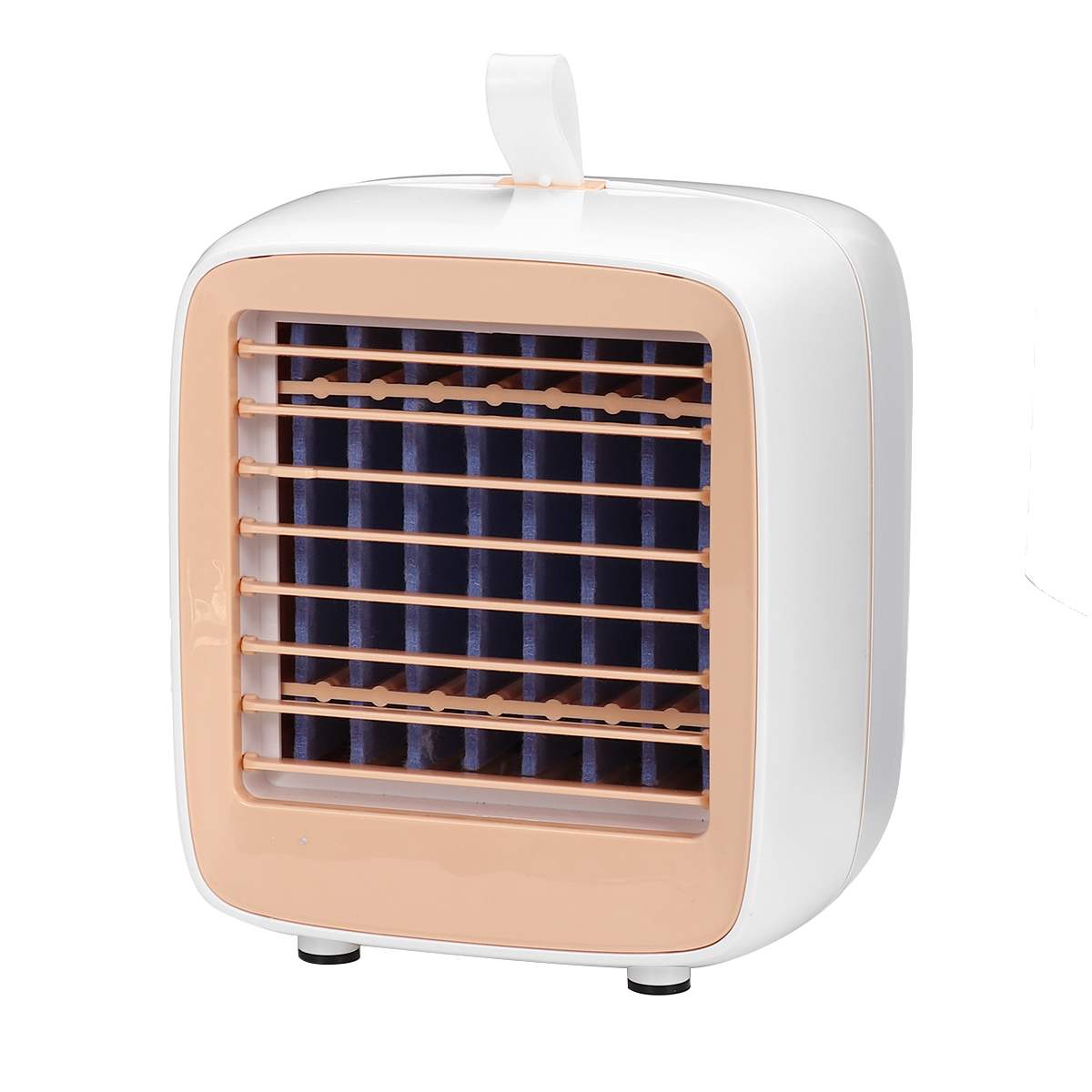 Mini klimaanlæg bærbar luftkøler 200ml vandtank hjem personligt rum køler blæser usb desktop køleventilatorer 2 speed: Lysebrun hvid