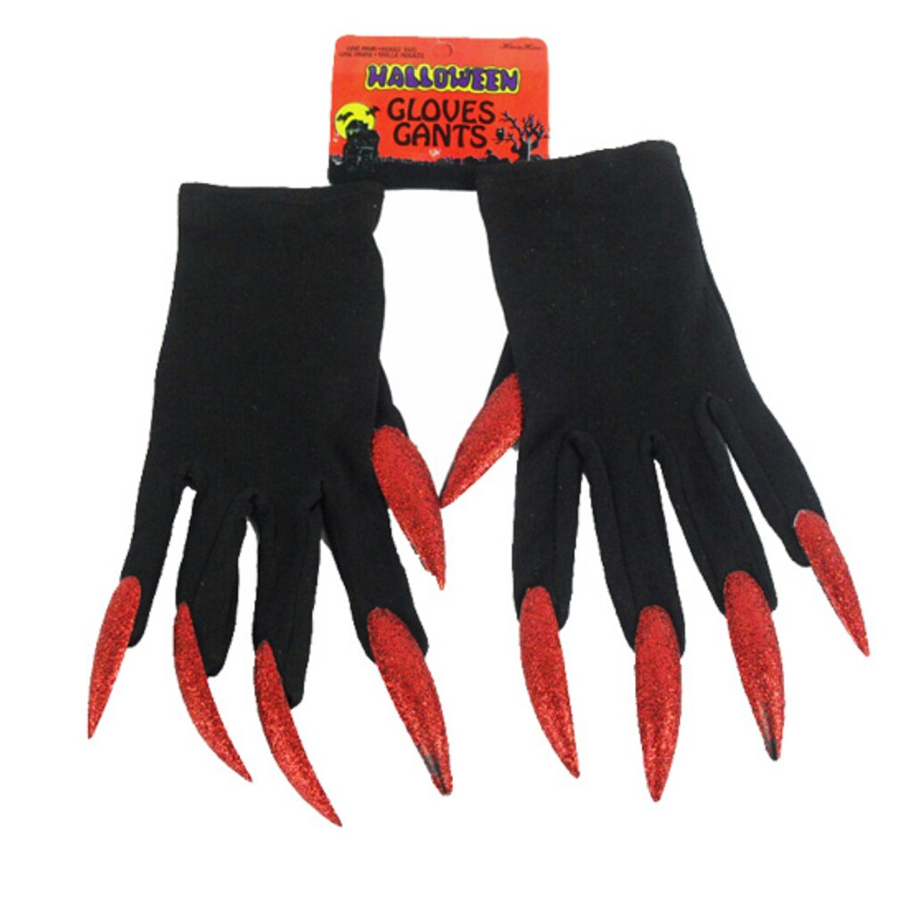 Guantes de bruja para mujer, con purpurina roja, para de Halloween,