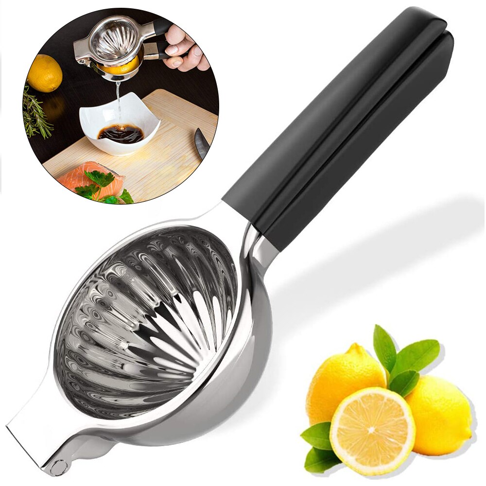 Lemon Squeezer 304 Stainless Steel Maunal Juicer Citrus Press with Silicone Handles for Juicing Oranges, Big Lemons: Default Title