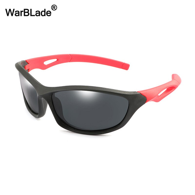 Wbl børn polariserede solbriller seje drenge pige sport beskyttelsesbriller silikone sikkerhed børn solbriller baby nuancer briller  uv400: Sort rødgrå