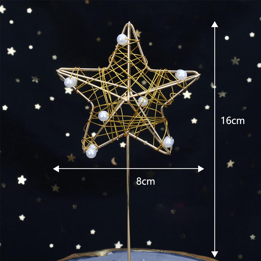 1PC Luna, Estrella y corazón forma LED perla pastel Toppers Bebé feliz cumpleaños boda Cupcakes pastel decoración herramienta