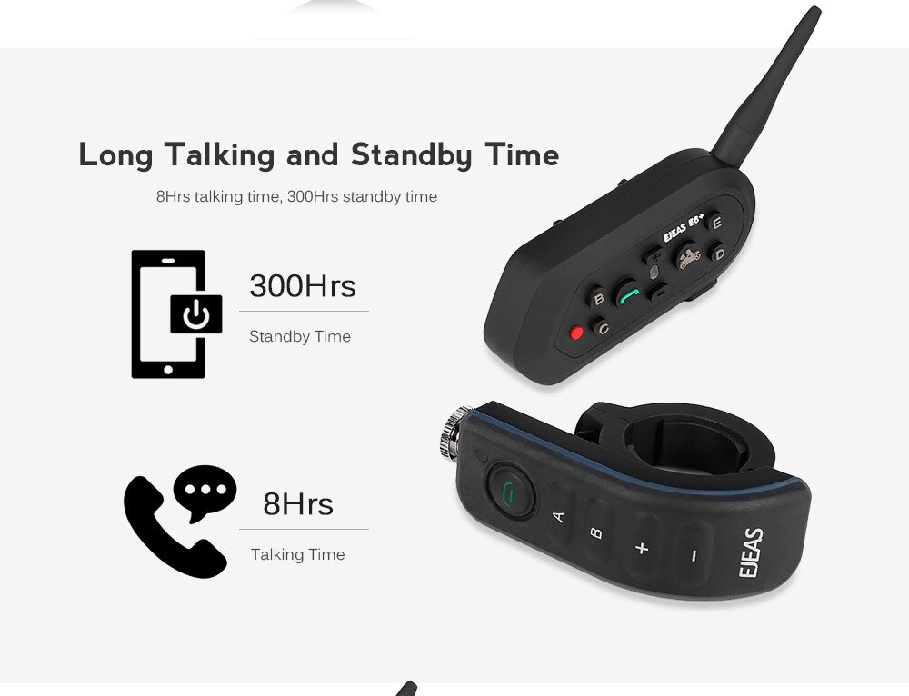 EJEAS E6 plus uchwyt na kask motocyklowy pilot na kierownicę E6 + Bluetooth interkom motocyklowy Moto