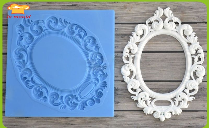 LXYY Moulds Classical flower border frame picture relief biscuit cupcakes fondant silicone mold