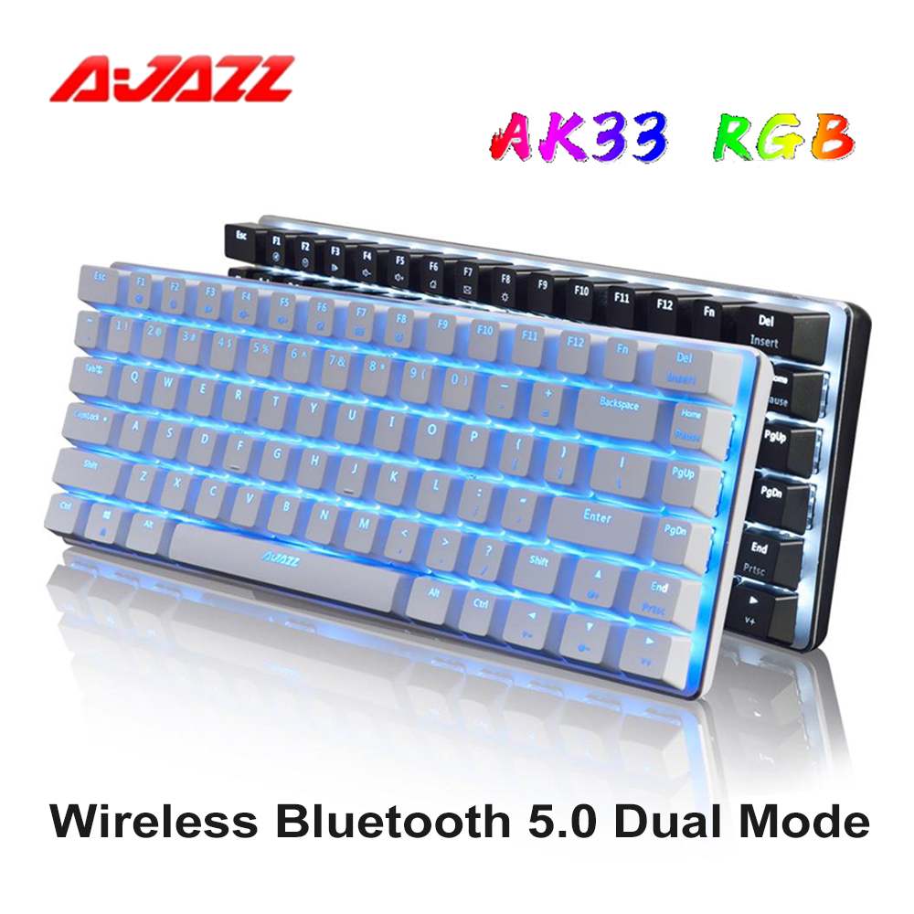 Ajazz AK33 Mechanical Gaming Keyboard Wireless Bluetooth 5.0 Dual Mode 82 Keys Anti-Ghosting Red Switch RGB Backlit Keyboards