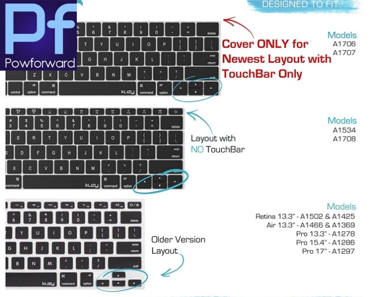 Silicone Keyboard cover Protector for MacBook Pro with Touch Bar Version / Model A1706 A1707 A1989 A1990 13 15