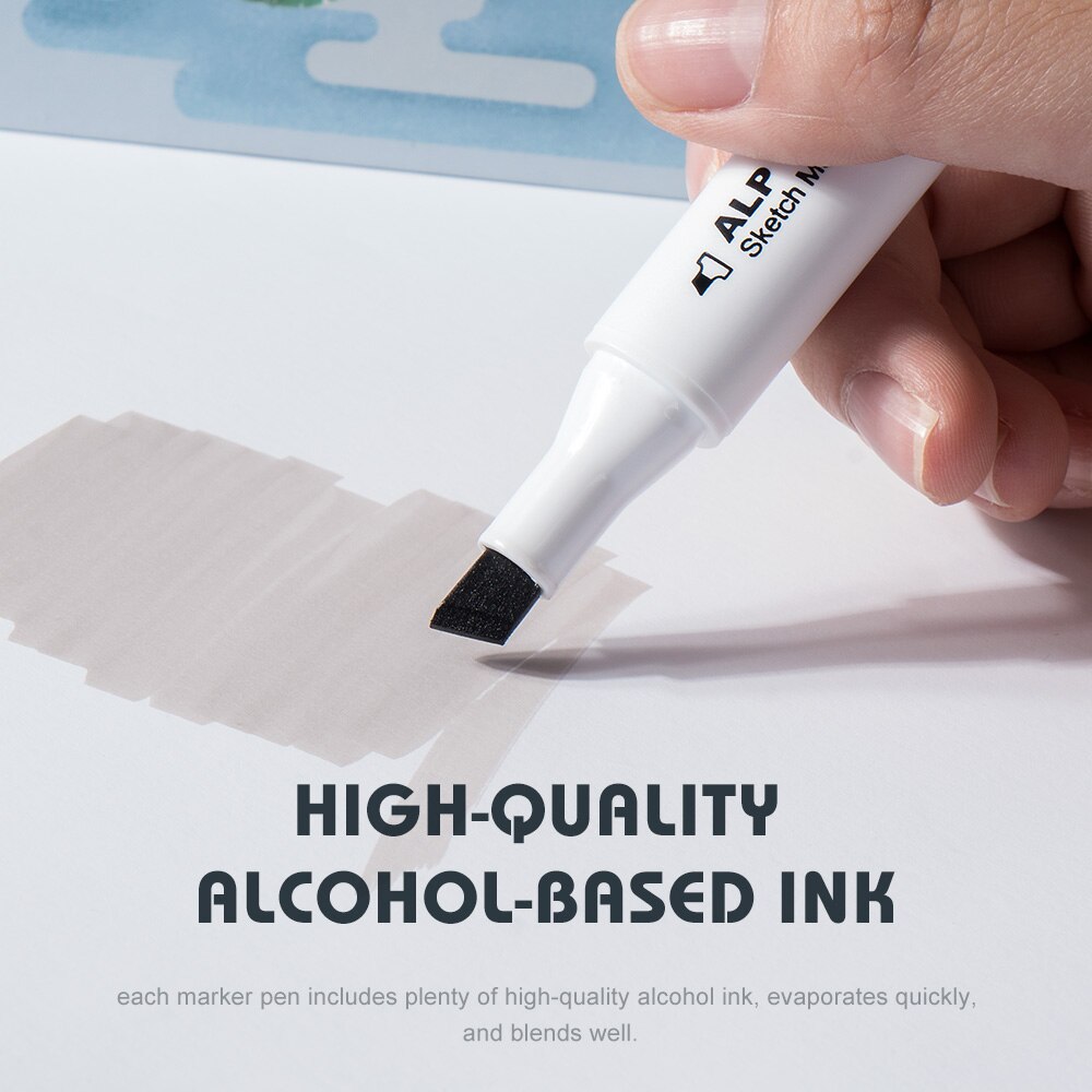 Arrtx ALP-stylo marqueur à alcool à double pointe, 32 couleurs, couleur grise, parfait pour le du bâtiment, industriel, coloration pour projet