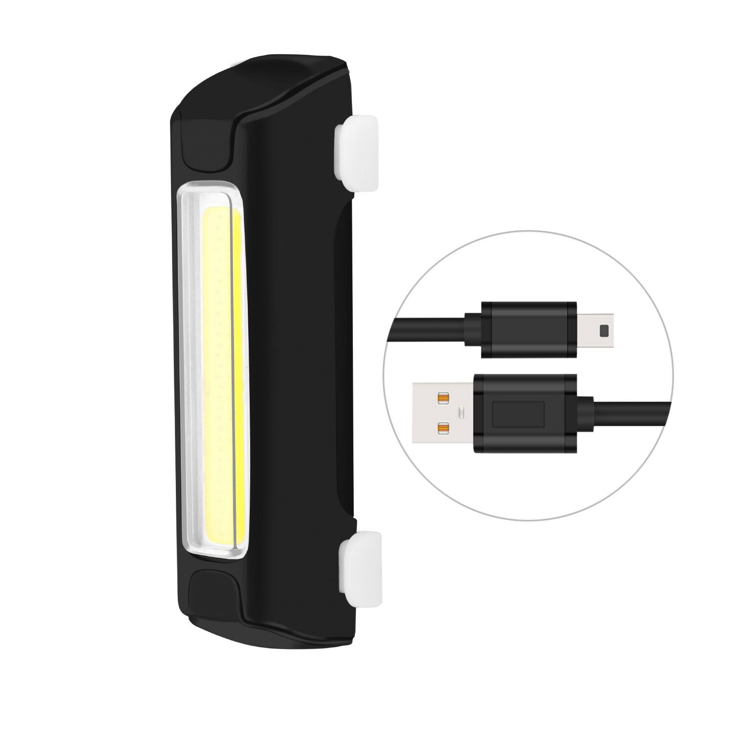 LED USB Rechargeable Bicycle Bike Cycling Front Tail Rear Light Warning Lamp: Default Title