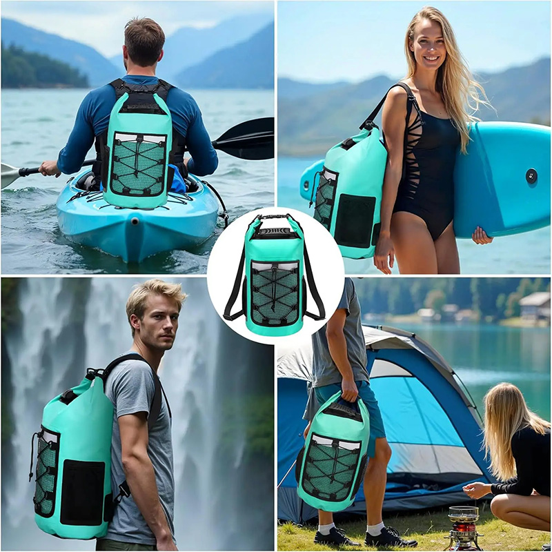 25L Wasserdichter Trockensack Angelrucksack zum Driftfischen, Schwimmen, Flusswanderungen, Schulter-Angeltasche, Köderfischerei-Eimer, Ausrügestochen für Tauchen, Rafting, Kajak