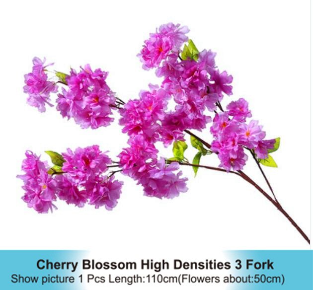 Vigne de cerisier artificiel, fausse fleur de cerisier, tige d'arbre Sakura pour événement, décoration d'arbre de mariage: purple