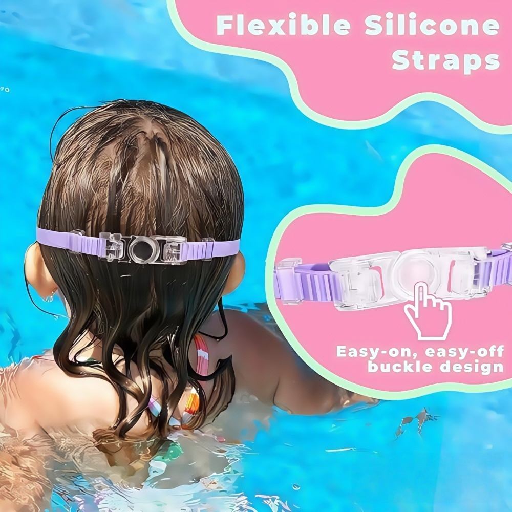 Kids Large Frame Swimming Goggles Colorful Anti-Fog UV380 Protection Clear Vision Goggles for Children And Youth (3-14 Years)
