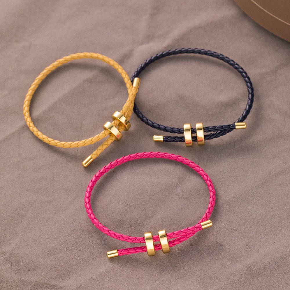 Pulsera de cuerda impermeable de alambre ajustable, hebilla dorada de acero inoxidable, pulseras trenzadas hechas a mano para mujeres y niñas, joyería de