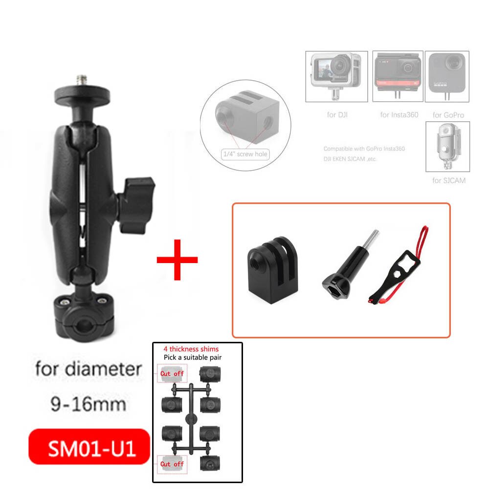 TUYU Motorrad Dritten Person Perspektive Lenker Halterung für GoPro DJI Insta360 Ein R X2 Unsichtbare Selfie Stick Zubehör: SM01-U1-adapter