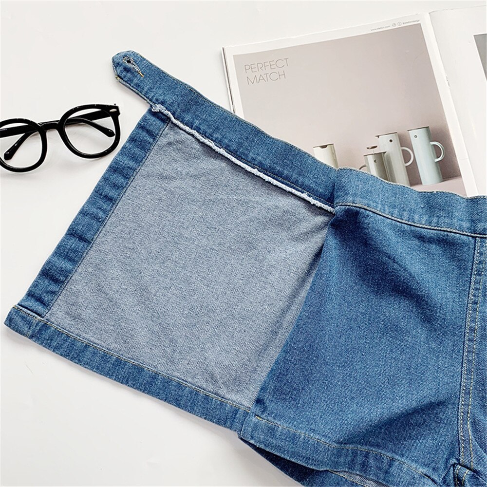 0-5y børn denim shorts baby sommer tøj baby piger uregelmæssige shorts bukser barn lyseblå denim shorts elastisk talje