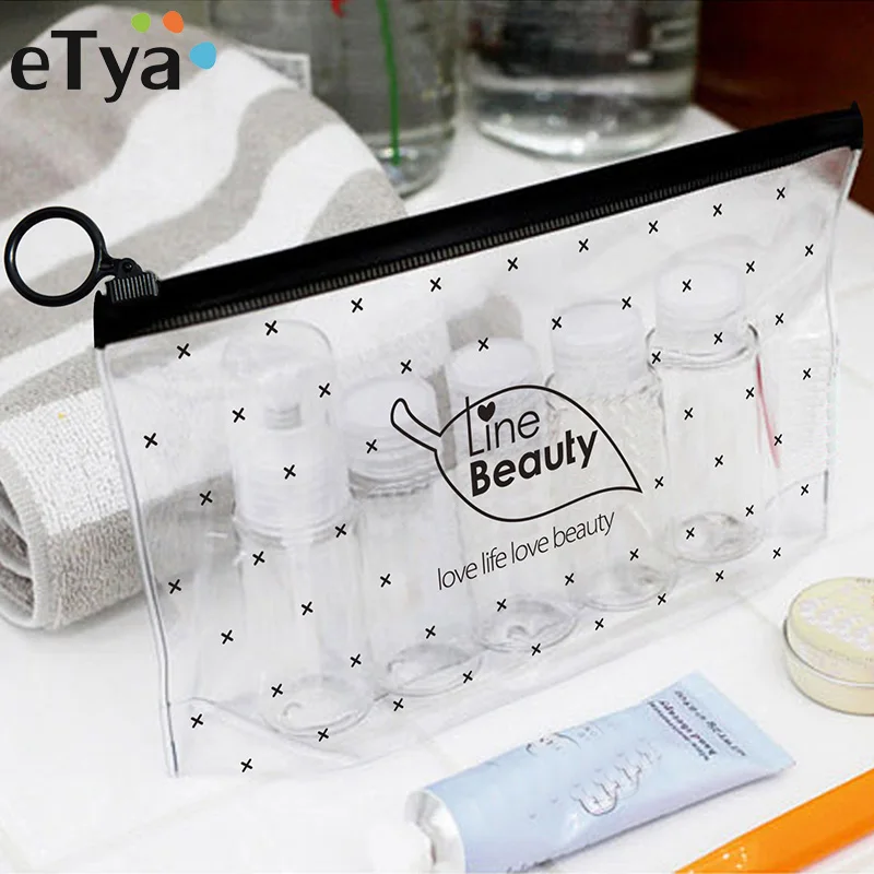 Bolsa de cosméticos transparente a la para mujer, bolsa de maquillaje grande de PVC transparente, organizador de artículos de tocador de viaje impermeable, bolsa de almacenamiento y lavado
