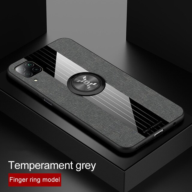 Für huawei p40 lite fall luxus magnetische ring halter tuch stoff stoßfest zurück abdeckung für huawei p 40 lite licht coque fundas: Gray With Ring