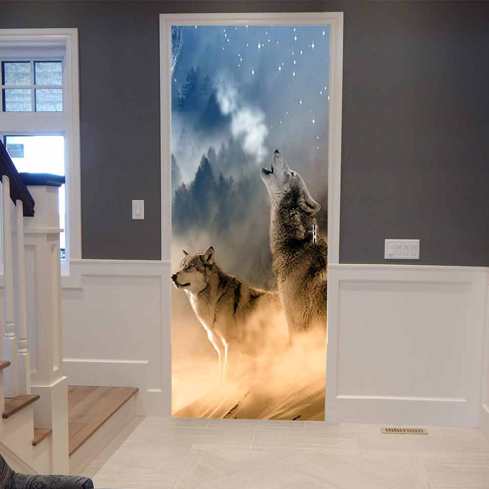 3D Wolf Dog Roar For Living Room Bedroom Door Decoration Sticker WallPaper Mural PVC Selfadhesive Waterproof Home Decor