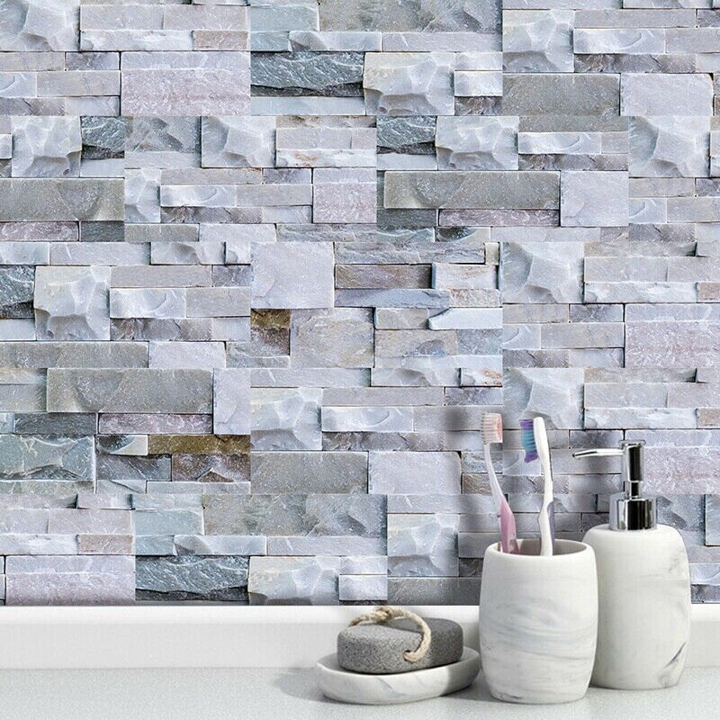 Kitchen Bathroom Peel and Stick 3D Self Adhesive Mosaic Stair Wall Tile Sticker -9PCS