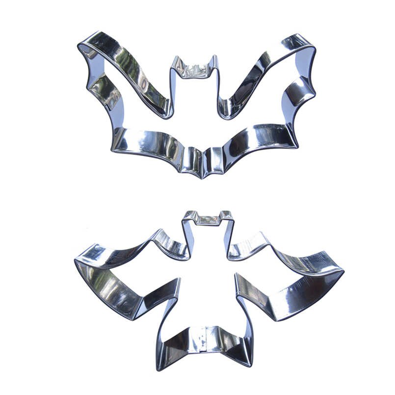 2 Stuks Halloween Zwarte Vleermuizen Vampier Rvs Cookie Cutter Biscuit Embossing Machine Gebak Mallen Taart Decoreren Gereedschappen