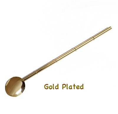 Roestvrij Staal Bamboe Vorm Lepel Rietjes met Stirrer Reinigingsborstel, Rietjes Drinken Metalen Rietjes: Gold Plated