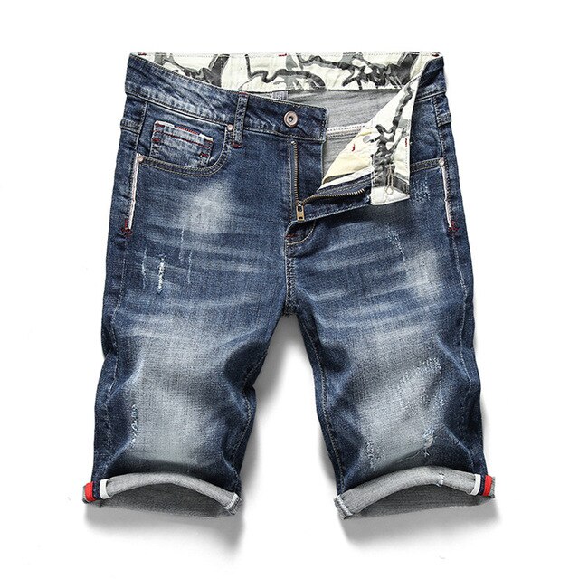 Sommer mænds stretch korte jeans afslappet slim fit elastisk denim shorts mandlige mærke tøj: 32