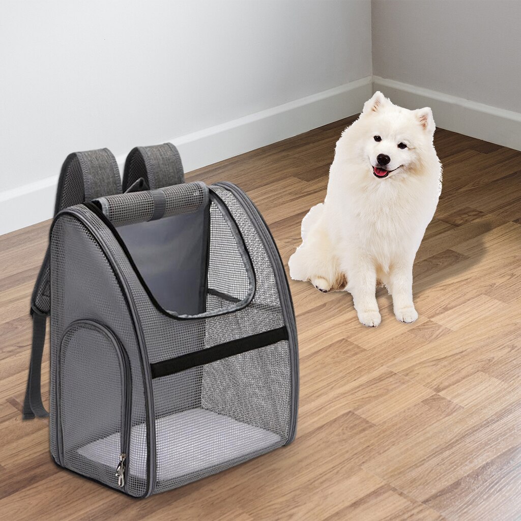 Large Pet Carrier Backpack Portable Cat Dog Travel Bag Breathable Rucksack: Gray-Black
