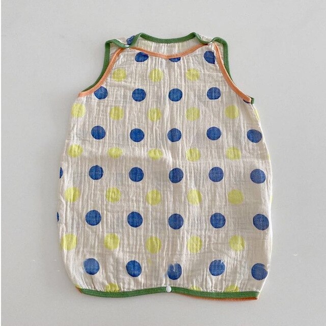 Zomer Koreaanse Baby Baby Slaapzakken Peuter Jongen Meisje Polk Dot Slapen Deken Katoen Bloemen Slaapzak Voor Babie: Blue yellow dots / 3T(100CM)