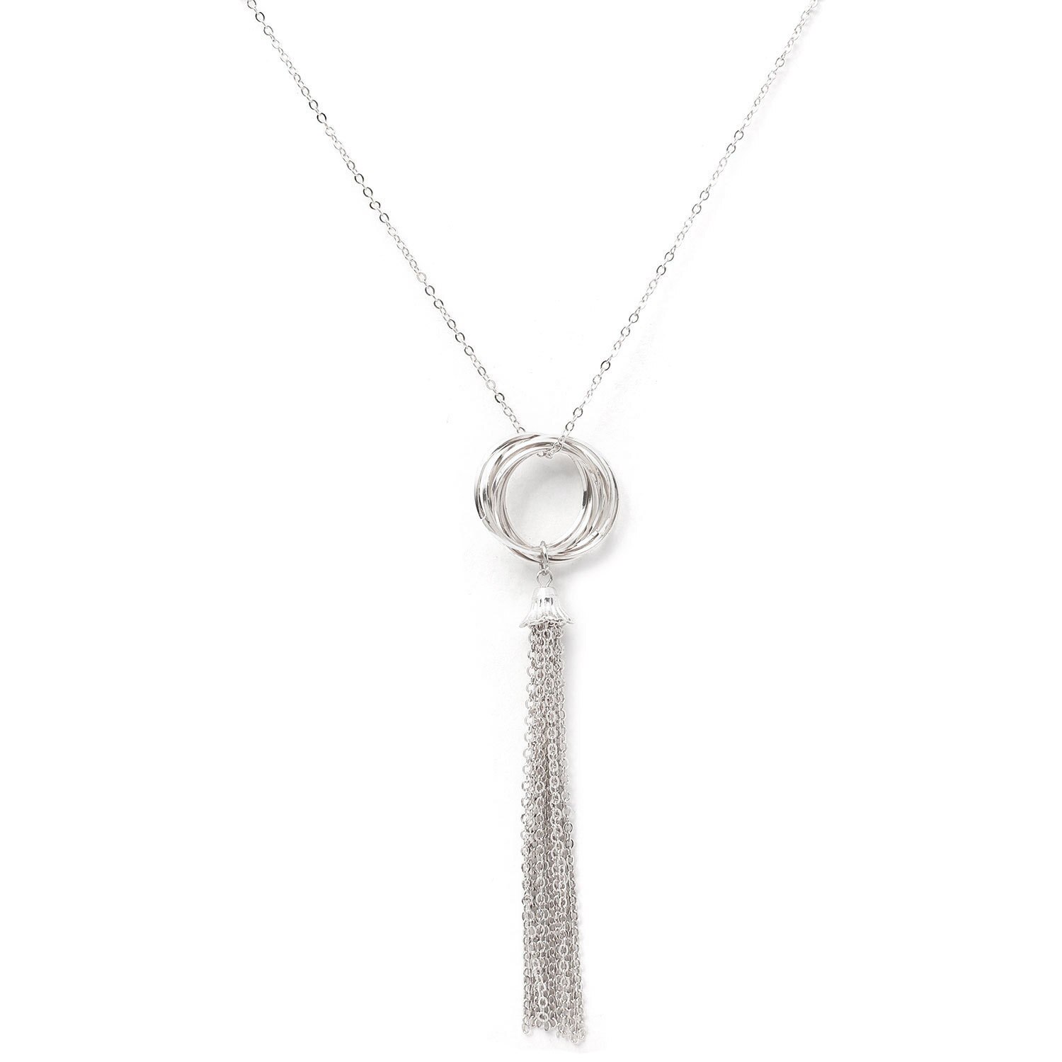 Collier avec pendentif Long et pompon pour femmes, chaîne dorée, collier clavicule, collier à la , bijoux XL1268: silver